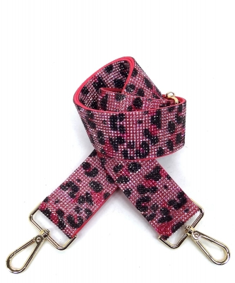 Rhinestone Guitar Strap RS038W PINK LEOPARD
